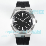 8F Factory Copy Vacheron Constantin Overseas Date Watch Black Dial Black Rubber 41MM